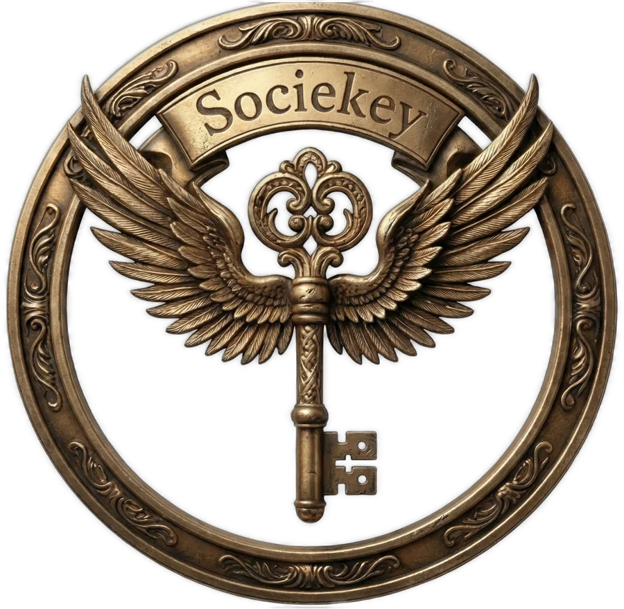 Geflügelter Bronzeschlüssel im SocieKey-Ring